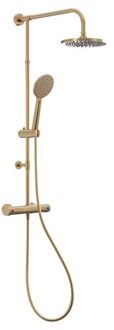 Luzzo® PVD Regendouche Brushed Brass met thermostaatkraan - 25cm Goudkleurig