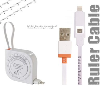 Lvsun intrekbare 3 in 1 heerser kabel usb data sync meetlint usb-kabel 8 pin schaal bmi functie voor iphone 8 7/ipad/samsung