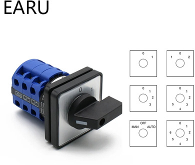 LW26-20 Electric 2/3/4/6/7 Position Silver Contact 20A 660V 3 Poles Control Universal Rotary Changeover Cam Switch LW28-20