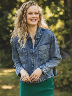 Lxs denim lyocell blouse voor dames in de kleur - maat M Blauw