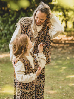 Lxs oversized gilet teddy leopard voor dames in de kleur Beige - S / M