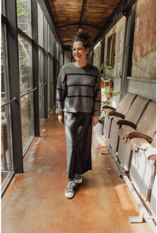 Lxs satijnen maxi rok voor dames in de kleur Zwart