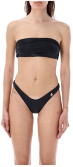 Lycra Bandeau Bikini Wet Look The Attico , Black , Dames - M,S
