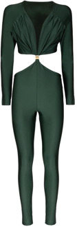Lycra Jumpsuit met Diepe Halslijn MVP wardrobe , Green , Dames - M,S,Xs,2Xs