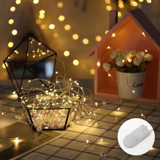LYFS 10 M 100LED Knop Batterij String Lights Koperdraad LED Verlichting Decoratie Fairy Lights Voor Verjaardagsfeestje Garland Bruiloft warm wit
