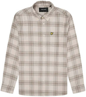 Lyle & Scott beige flanellen overhemd met tonale ruit en lange mouwen