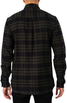 Lyle & Scott bergmosgroen geruit flanellen overhemd met lange mouwen