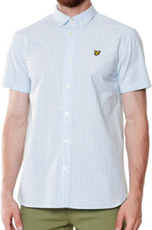 Lyle & Scott blauw Gringham overhemd met korte mouwen - XL