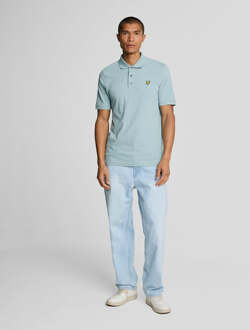 Lyle & Scott Blauw rookpoloshirt met Lyle & Scott-logo op de borst - maat