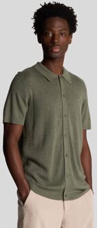 Lyle & Scott Blend gebreid poloshirt - Kleigroen