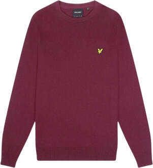 Lyle & Scott bordeauxrode trui met merklogo - maat M Bourgogne