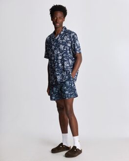 Lyle & Scott Botanische Tuin Print Resort Shirt - Donker Navy Donker Marine