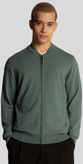 Lyle & Scott Cargo Bomber Kraag Cardigan - Gewassen Zeewier Groen