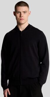 Lyle & Scott Cargo Bomber Kraag Cardigan - Lak Zwart