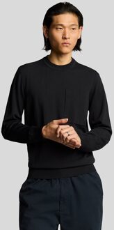 Lyle & Scott Cargo Ronde Hals Trui - Lakrood Zwart