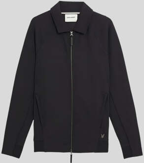 Lyle & Scott Diagonal Interlock Sweatshirt met Ritssluiting en Kraag - Lak Zwart - XL