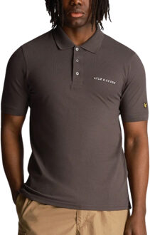 Lyle & Scott effen geborduurd logo gunmetal grijs poloshirt - XL