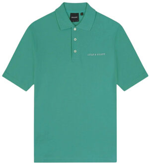 Lyle & Scott effen geborduurd logo Wilton groen poloshirt - maat M
