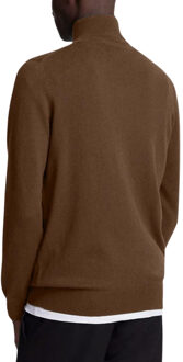 Lyle & Scott effen katoenen Merino trui met kwartrits en wilde netel Bruin