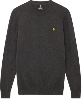 Lyle & Scott Fijngebreide pullover in wolblend Donkergrijs - M