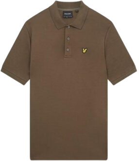 Lyle & Scott Form groen grof slub poloshirt met korte mouwen - XL
