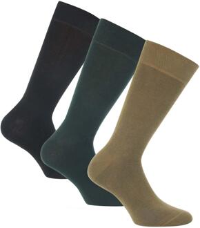 Lyle & Scott Geborduurde Logo Crew Sokken voor Volwassenen (Set van 3) (Zwart, Groen) - EU 41 - 45