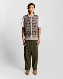 Lyle & Scott geborsteld intarsia gebreid vest - grijs - XL