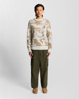 Lyle & Scott geborstelde camouflage trui met ronde hals - grijs