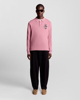 Lyle & Scott gebreid poloshirt met lange mouwen - roze
