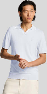 Lyle & Scott gebreide polo met open kraag en punt - Blauwe hint