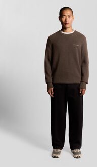 Lyle & Scott gebreide Script ronde hals trui - Bruin