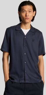 Lyle & Scott Geo Motif Print Revere Shirt - Donkerblauw Navy