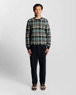Lyle & Scott geribbelde tartan trui met ronde hals - veelkleurig