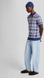 Lyle & Scott Geruite Gebreide Poloshirt - Blauw