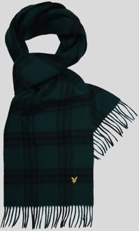 Lyle & Scott geruite lamswollen sjaal blauw