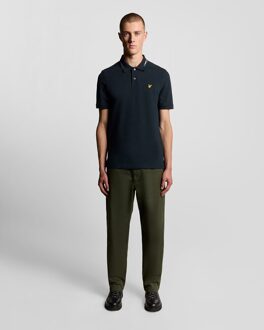 Lyle & Scott gestreept poloshirt met punt - marineblauw Donker Marine