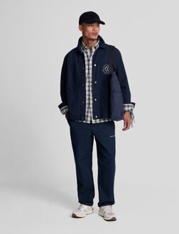 Lyle & Scott gewassen geruit poplin Cove/donker marineblauw shirt met lange mouwen - maat Beige