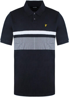 Lyle & Scott Gingham Yoke Stripe Heren Navy/Wit Poloshirt