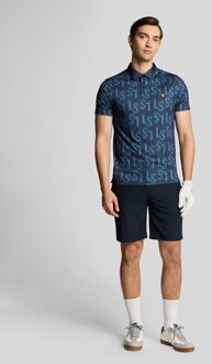 Lyle & Scott Golf LS Monogram Gedrukt Polo Shirt - Blauw
