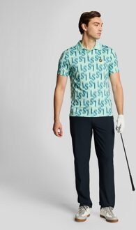 Lyle & Scott Golf LS Monogram Gedrukt Poloshirt - Blauw