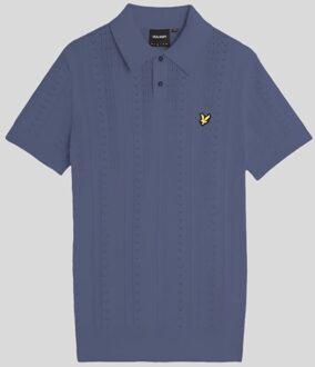 Lyle & Scott Haakgebreide Polo Shirt - Indigo Blauw - maat S Indigoblauw