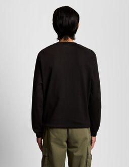 Lyle & Scott Half Raglanmouwen Sweatshirt met Paneelmotief - Zwart - XL