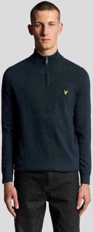 Lyle & Scott Half Zip Pullover Lamswol Navy Donkerblauw - L,M