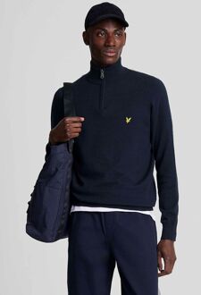 Lyle & Scott Half Zip Pullover Merinowol Navy Donkerblauw - L,XL