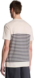 Lyle & Scott Heren Breton Strepen Linnenmix T-shirt (Wit) - XL