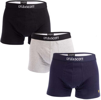 Lyle & Scott Heren Devon Boxershorts (Set van 3) (Zwart/Grijs/Navy) - maat XL Donkergrijs