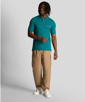 Lyle & Scott Heren Geborduurd Poloshirt (Teal) - maat M Groenblauw