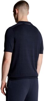 Lyle & Scott Heren Gebreid Naad Poloshirt met Tip (Blauw) - XL