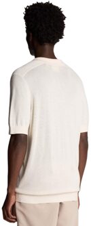 Lyle & Scott Heren Gebreid Naad Poloshirt met Tip (Wit)