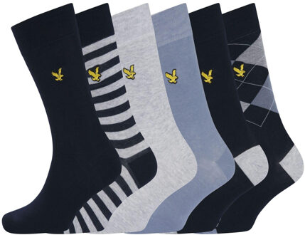 Lyle & Scott Heren Gemengde Geklede Sokken (Set van 6) (Veelkleurig) Groen